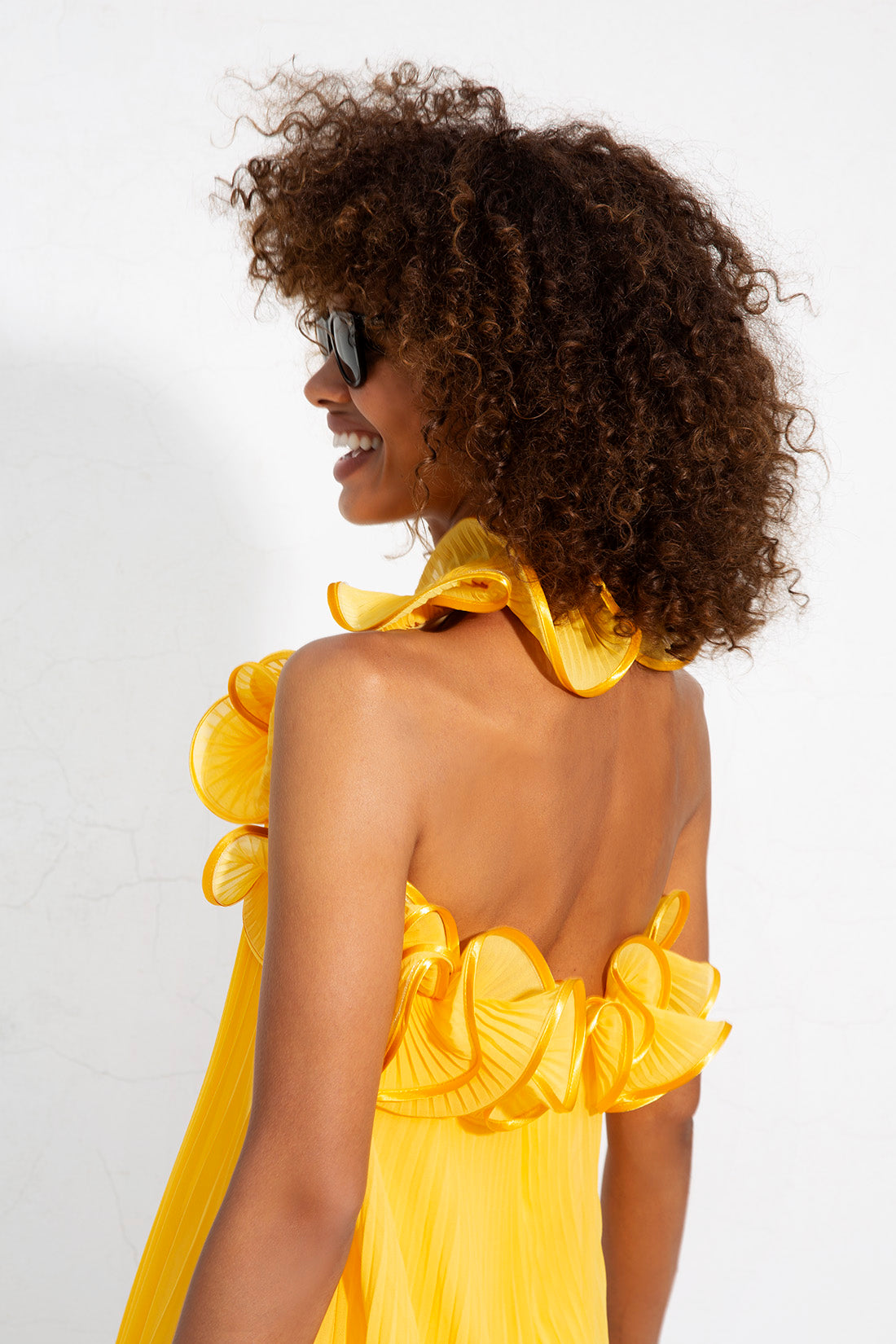 Robe courte jaune à volants pour cocktail ou journée - Style vibrant pour toutes les occasions